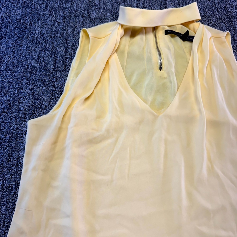 White House Black Market Blouse Top Womens 6 Yellow Lined Sleeveless Back Zip - Picture 5 of 16